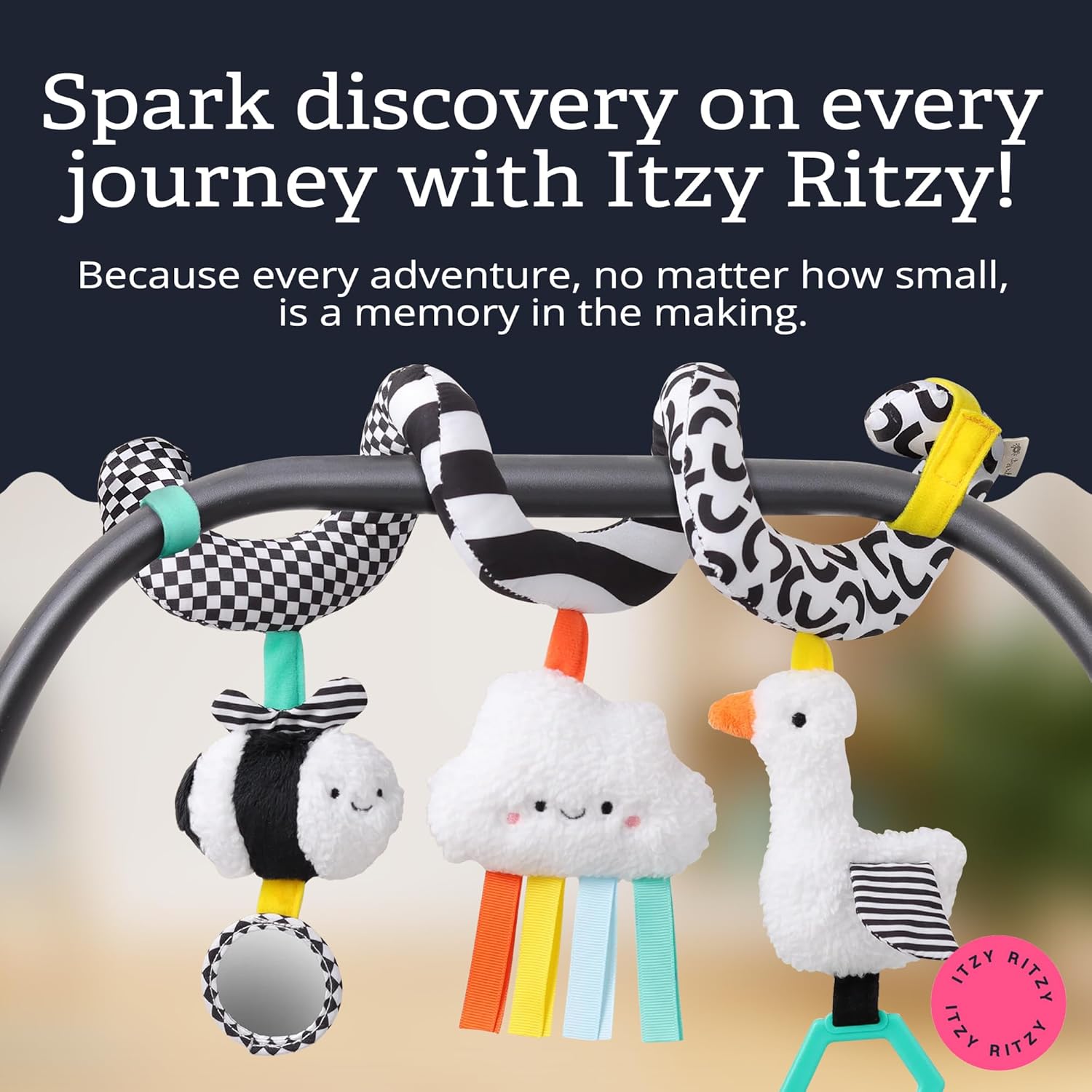 Itzy Ritzy Spiral Car Seat & Stroller Activity Toy - Stroller & Car Seat Toys for Ages 0 Months and Up - Hanging Toys