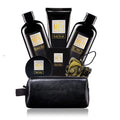 Bath and Body Spa Gift Baskets Set for Men - Sandalwood Amber - 7Pc Full Size Spa Kit in Toiletry Bag - Fathers Day