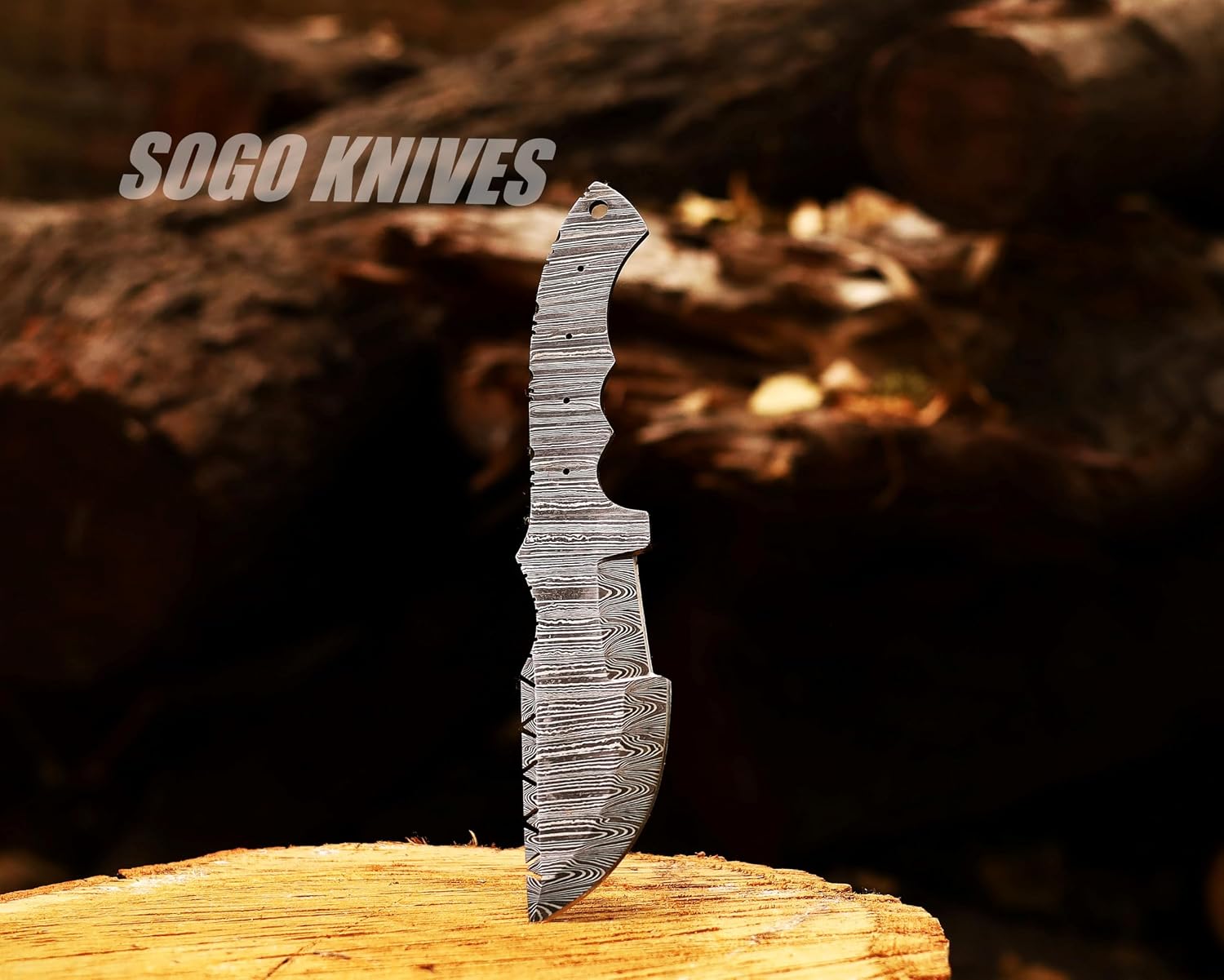 Damascus Tracker DIY Handmade Knife Kit - Includes Knife Blank, Steel Blade, Pins, Sheath, Handle Scales - Making