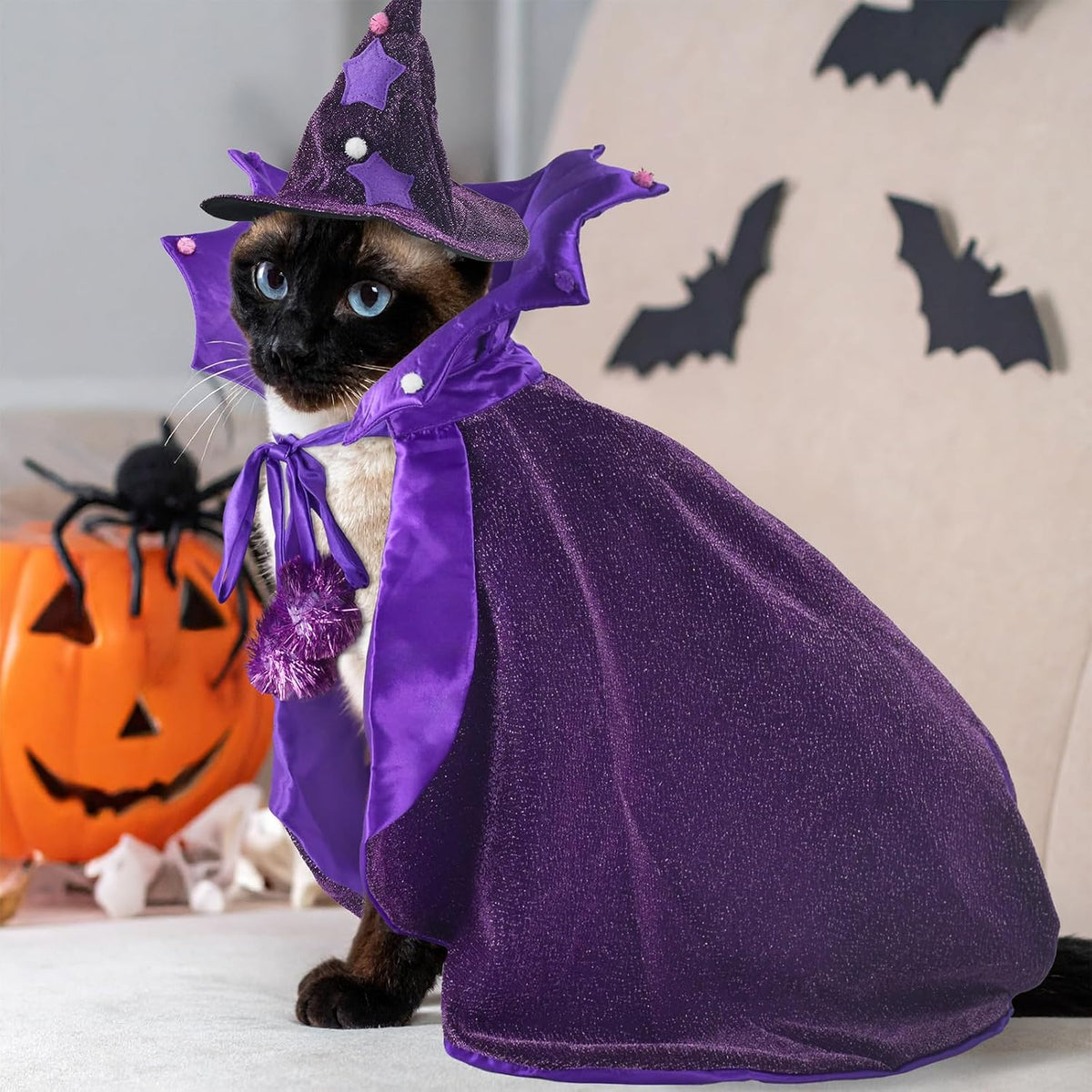 Halloween Dog Costume Dog Witch Cape Witch Hat Set Pet Wizard Cloak Vampire Devil Outfit Puppy Cat Halloween Cloak