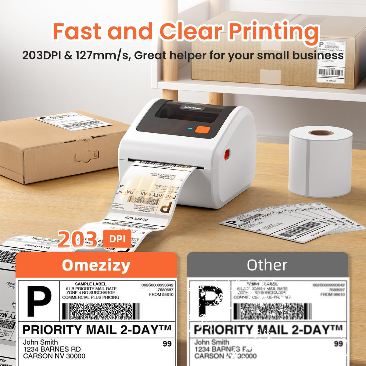 Bluetooth Thermal Label Printer with Built-in Label Bin 30pcs Label