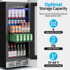 15 Inch Beverage Refrigerator Under Counter,126 Cans,Silver
