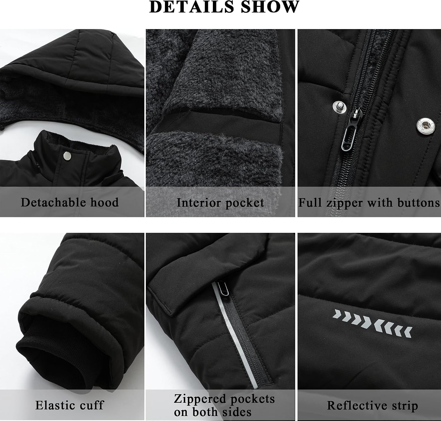 Boy's Waterproof Winter Jacket Warm Puffer Coat Fleece-Lined Parka | Insulated Outerwear Detachable Hood Down Jackets