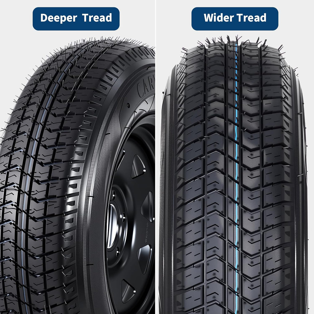 2-Pack ST205/75D15 Trailer Tires and15" Rims, 5 Lug on 4.5" Bolt Pattern, 6PR Load Range C, Heavy Duty 205 75 15