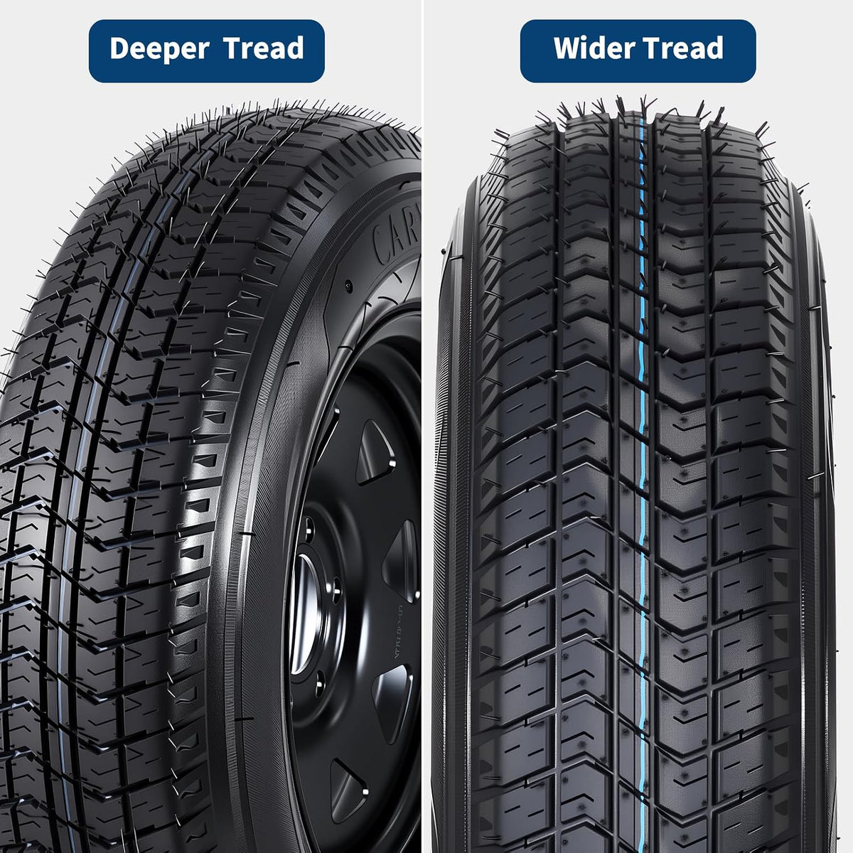 2-Pack ST205/75D15 Trailer Tires and15" Rims, 5 Lug on 4.5" Bolt Pattern, 6PR Load Range C, Heavy Duty 205 75 15