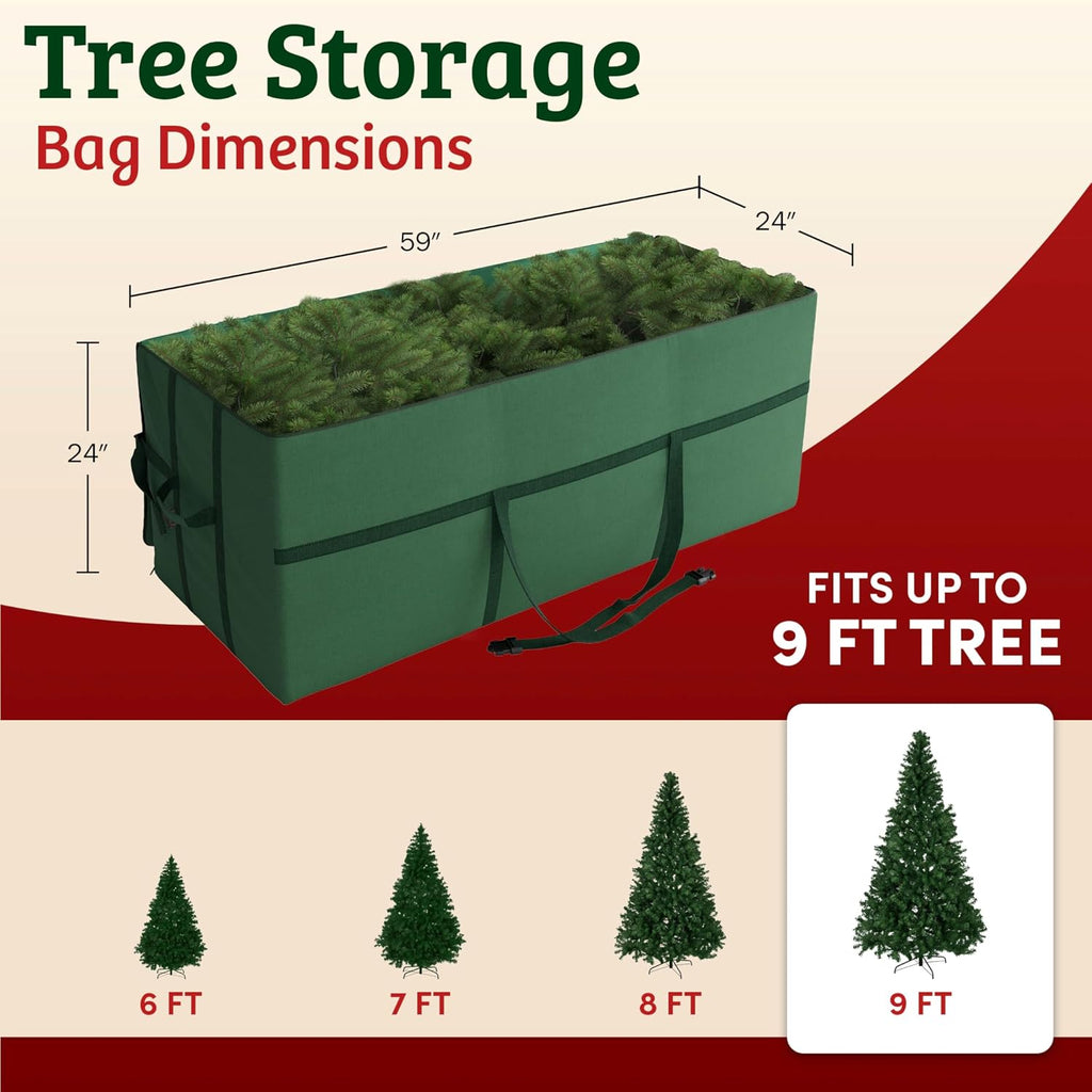 Christmas Tree Storage Bag - Storage Bags for 9FT Disassembled Artificial Trees, Seasonal Decor, Packing, Moving, and