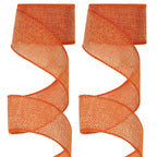 Orange Burlap Wired Ribbon for Gift Wrapping, 1-1/2 in Wired Edge