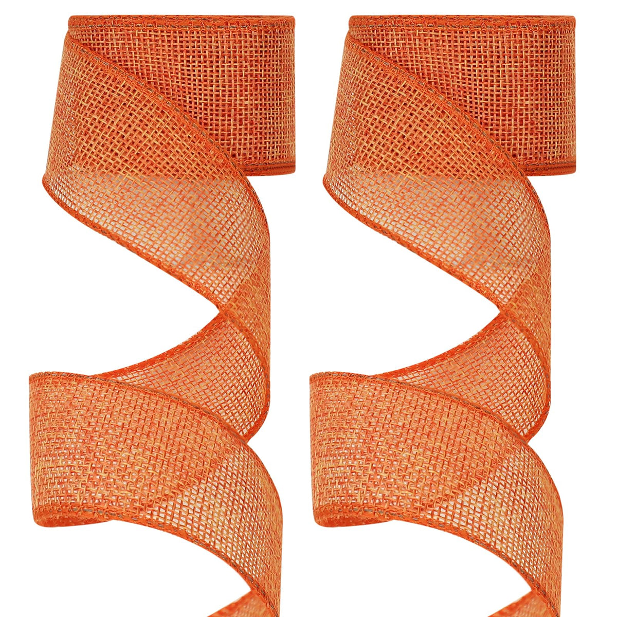 Orange Burlap Wired Ribbon for Gift Wrapping, 1-1/2 in Wired Edge