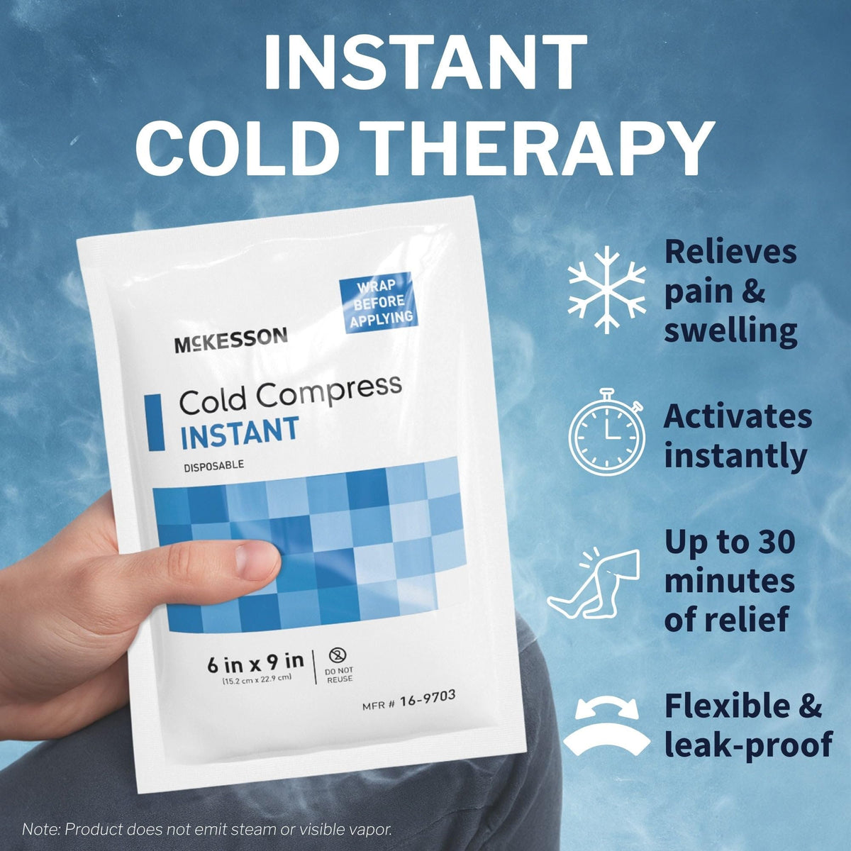 Instant Cold Packs, Pain Relief, Swelling, 6 x 9 in