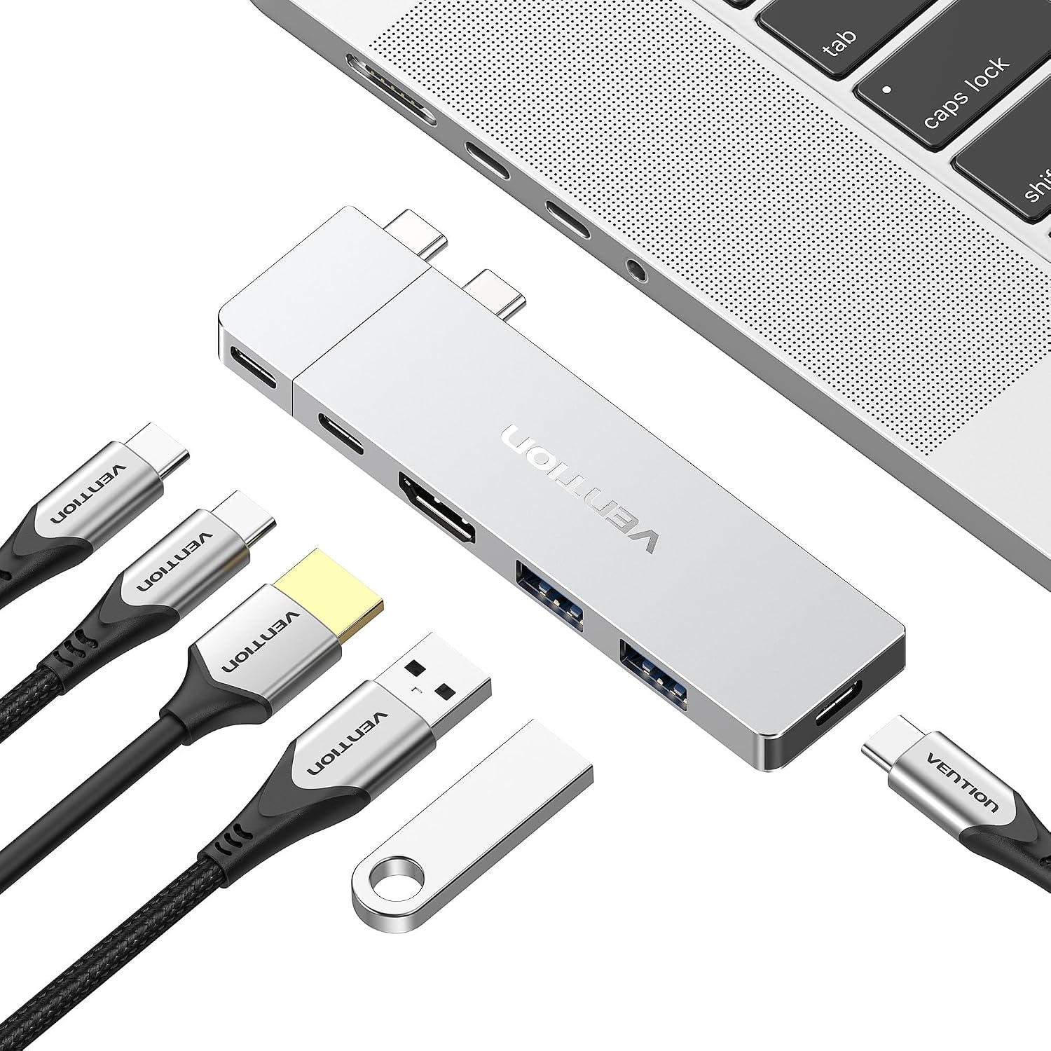 6-in-2 USB C Hub for MacBook Neo/Air/PRO, 80Gbps Detachable Magnetic 8K USB-C Dock with 4K@240Hz HDMI, 140W MAX PD