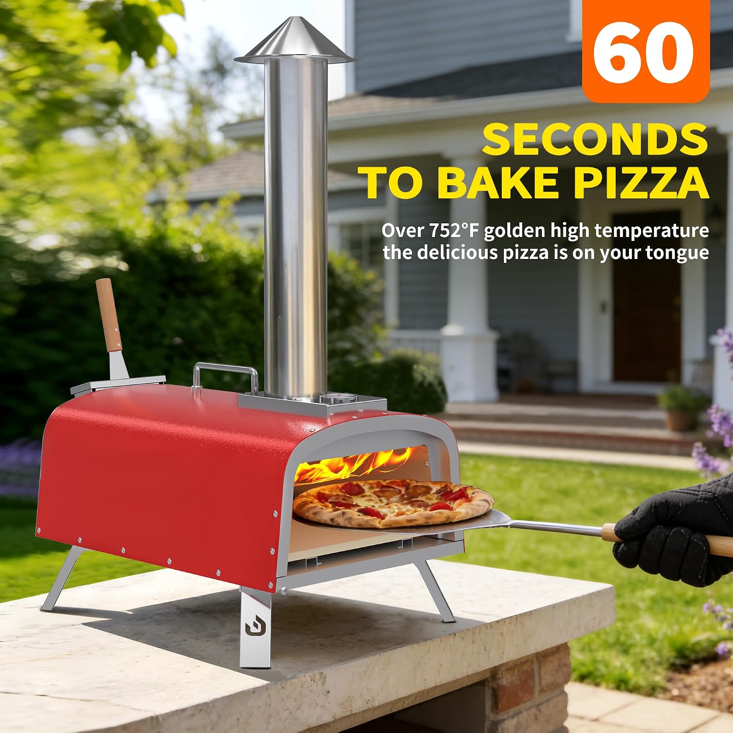 12" Outdoor Pizza Oven, Propane & Wood Fired Steel Pizza Grill