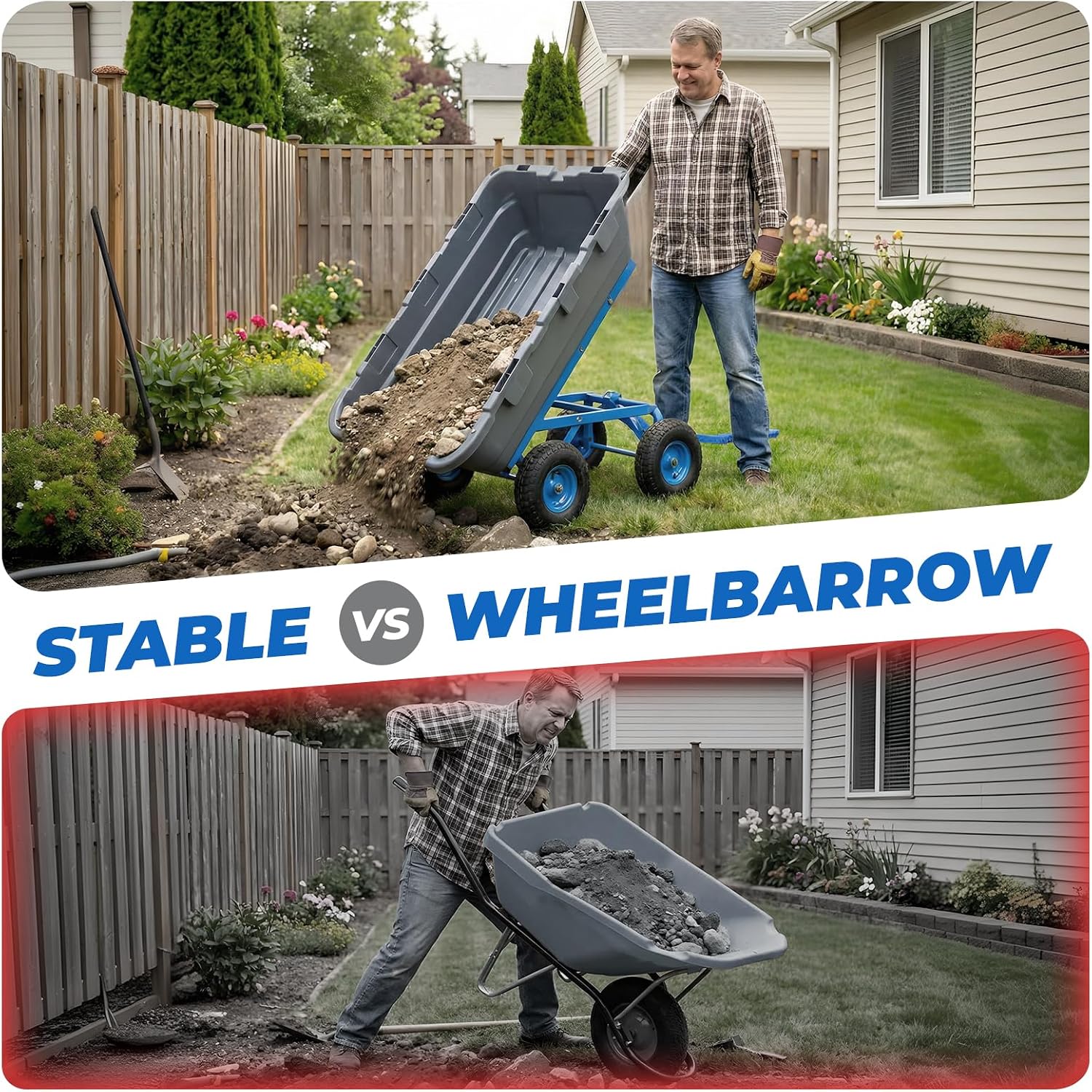 1400lbs Garden Dump Cart for Lawn & Landscaping, Towable Utility Wagon with Quick-Release Dumping, 10" All-Terrain