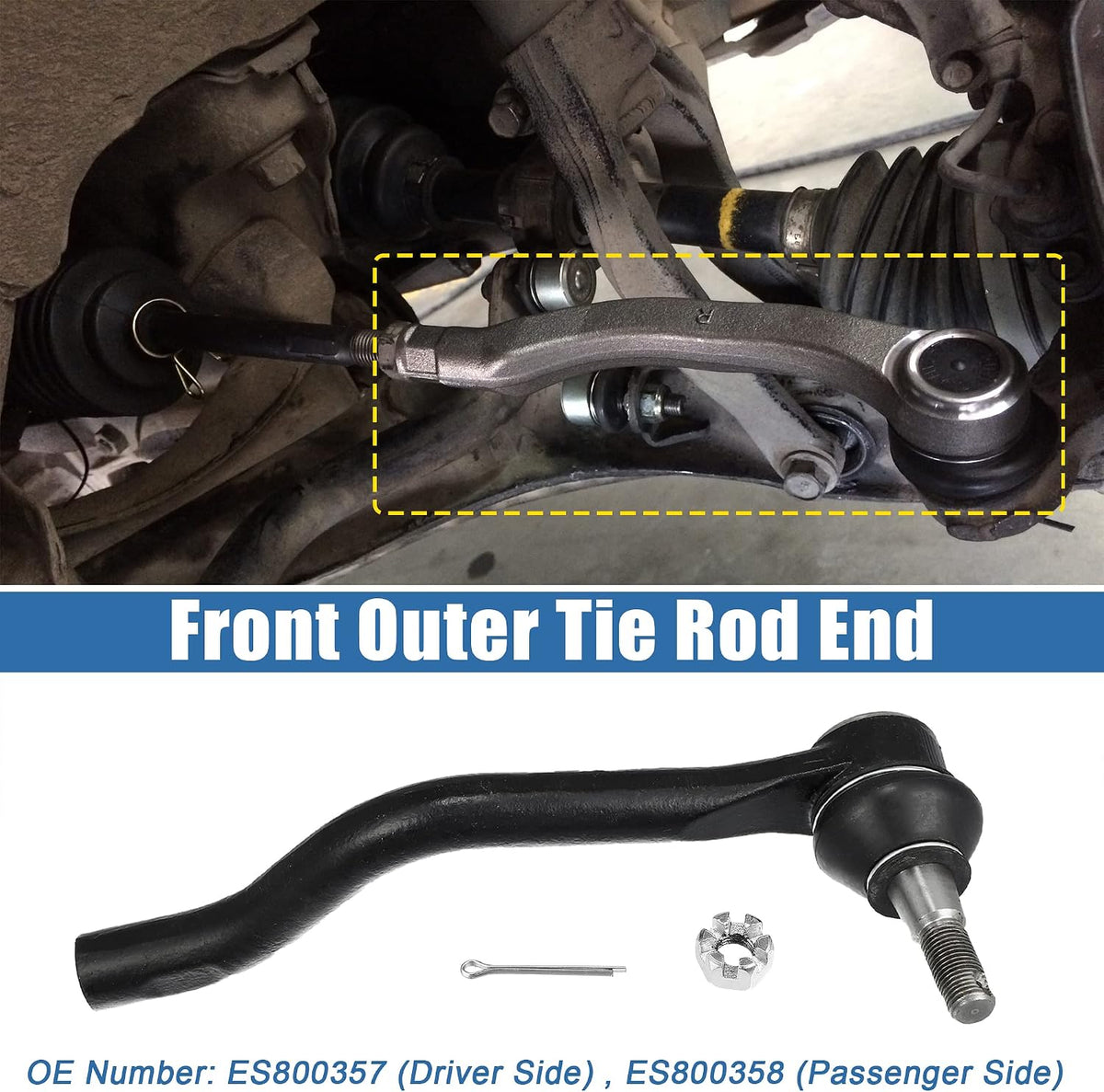 X AUTOHAUX 2pcs Front Outer Tie Rod End Links Suspension Steering Tie Rod End ES800357 ES800358 for Nissan Altima 2007-2015 for Nissan Maxima 2009-2018