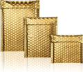 50 Pcs Bubble Mailers 3 Sizes, Bubble Shipping Envelopes, Gold