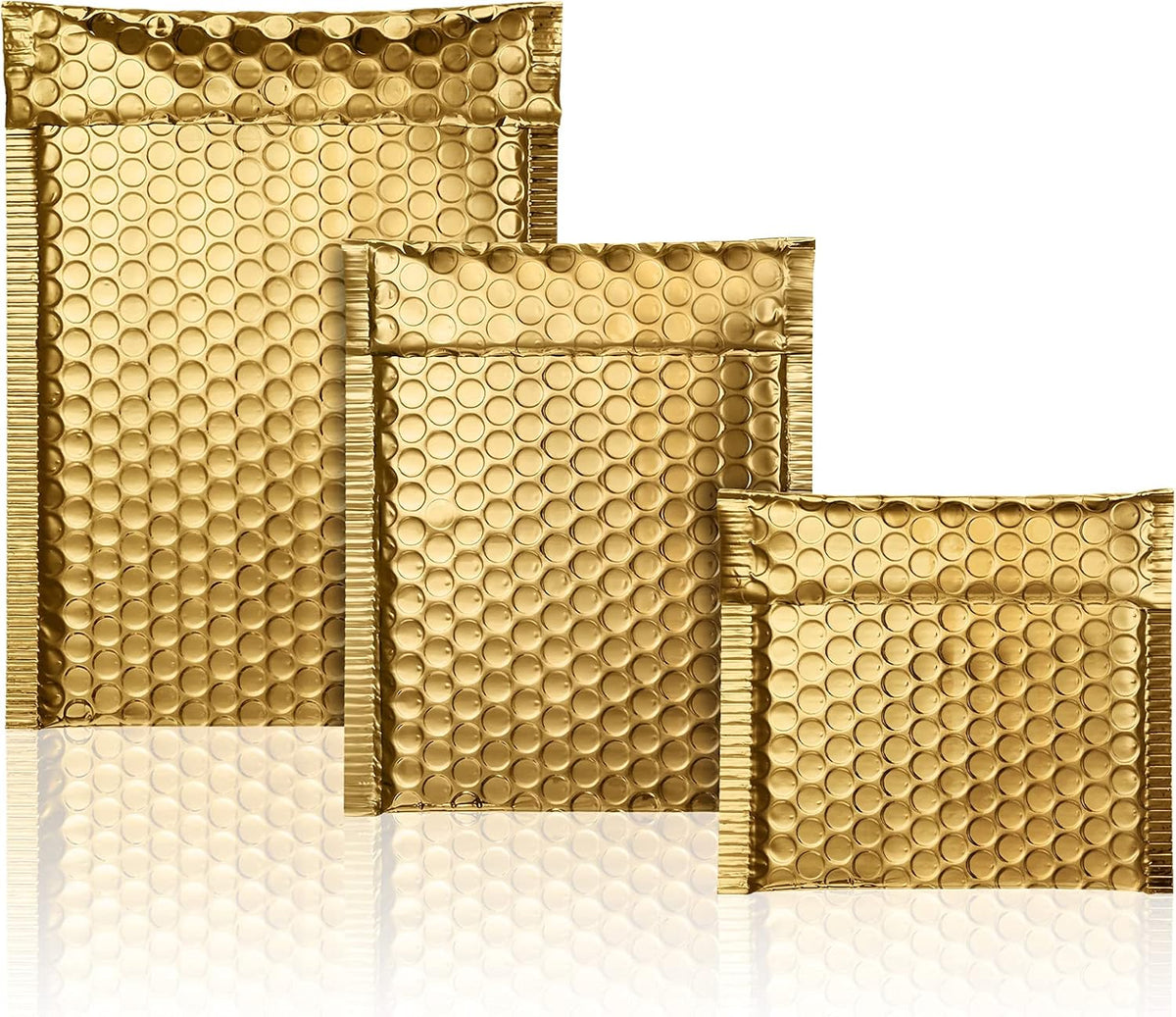 50 Pcs Bubble Mailers 3 Sizes, Bubble Shipping Envelopes, Gold