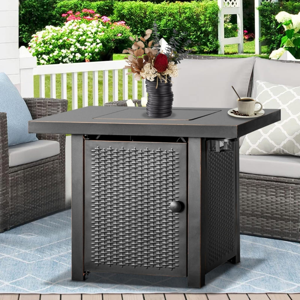 32 inch Propane Fire Pit Table with 2 Drink Holders