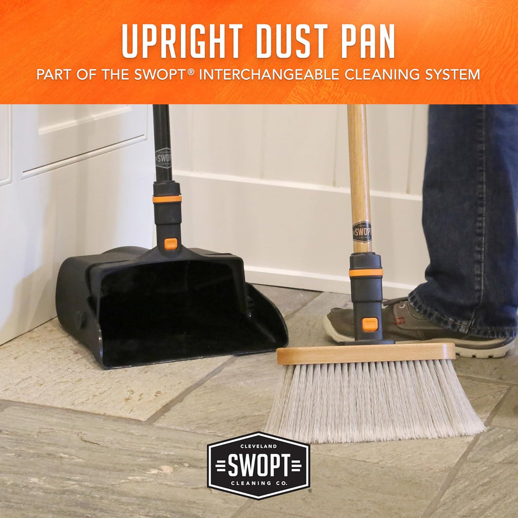 12” Upright Dustpan, Standard Combo – Ergonomic Design Eliminates Need to Bend While Cleaning – Interchangeable with