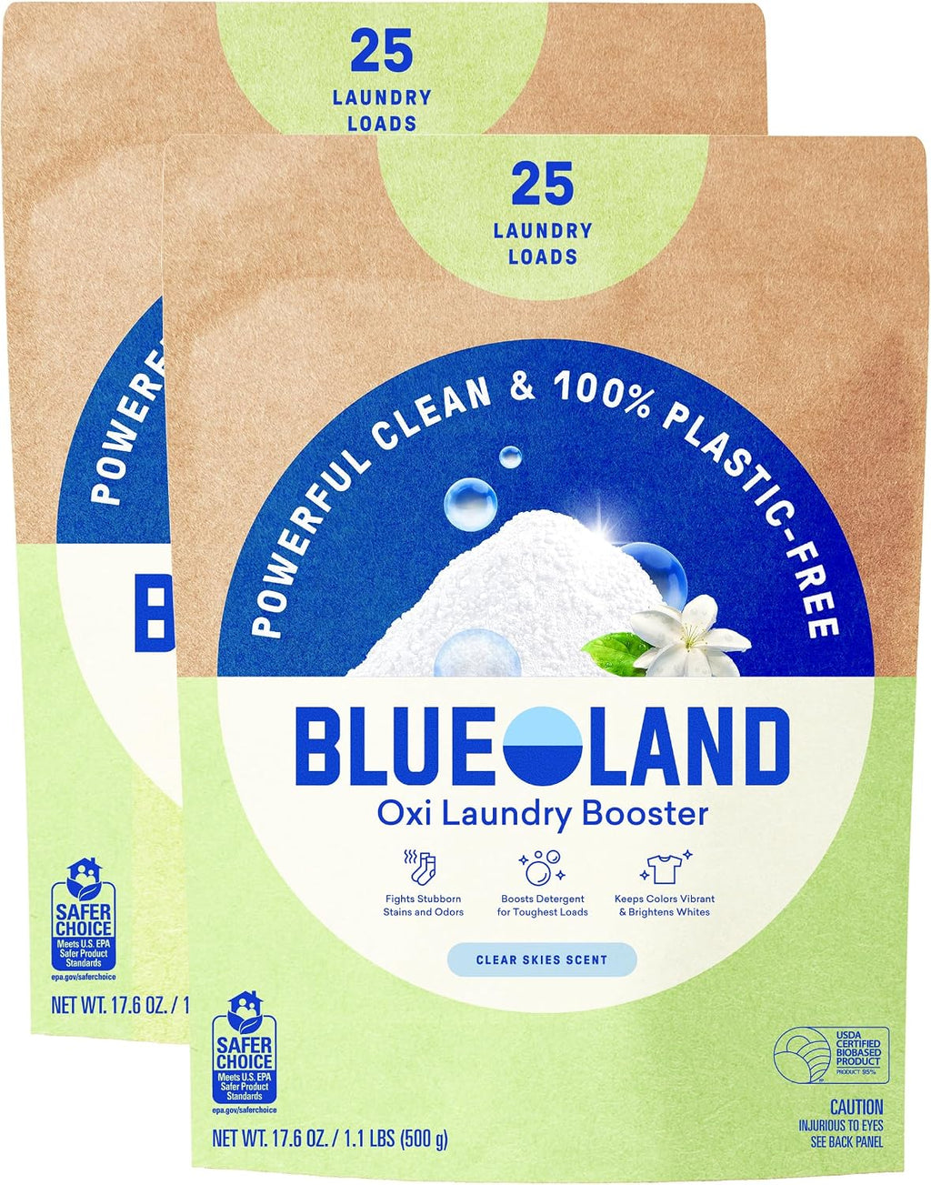 Oxi Laundry Booster Powder Refill 2-Pack, Clear Skies, 35.2 oz