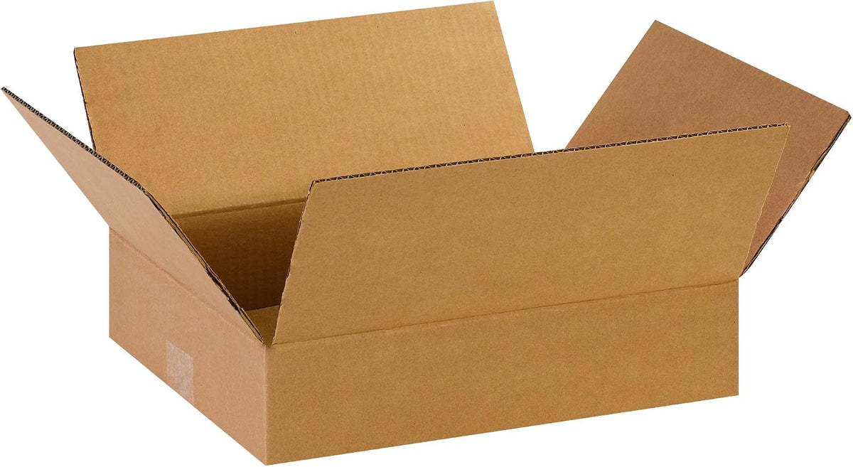 P14113 Flat Corrugated Boxes, 14"L x 11"W x 3"H, Kraft (Pack of 25)