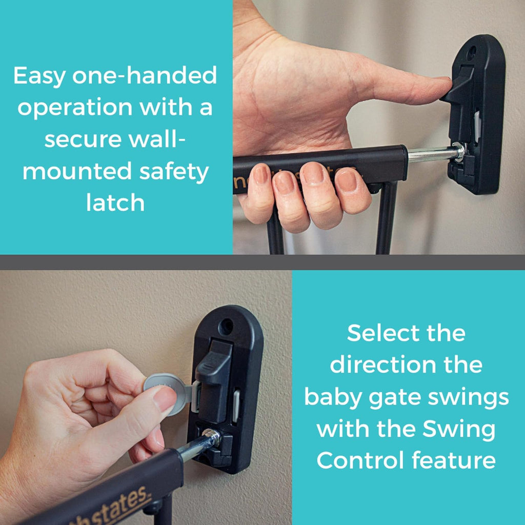 Easy Swing & Lock Baby Gate Series 2: Hardware Mounted Metal Safety for Stairs & Doorways - Adjustable 28.68 to 47.85