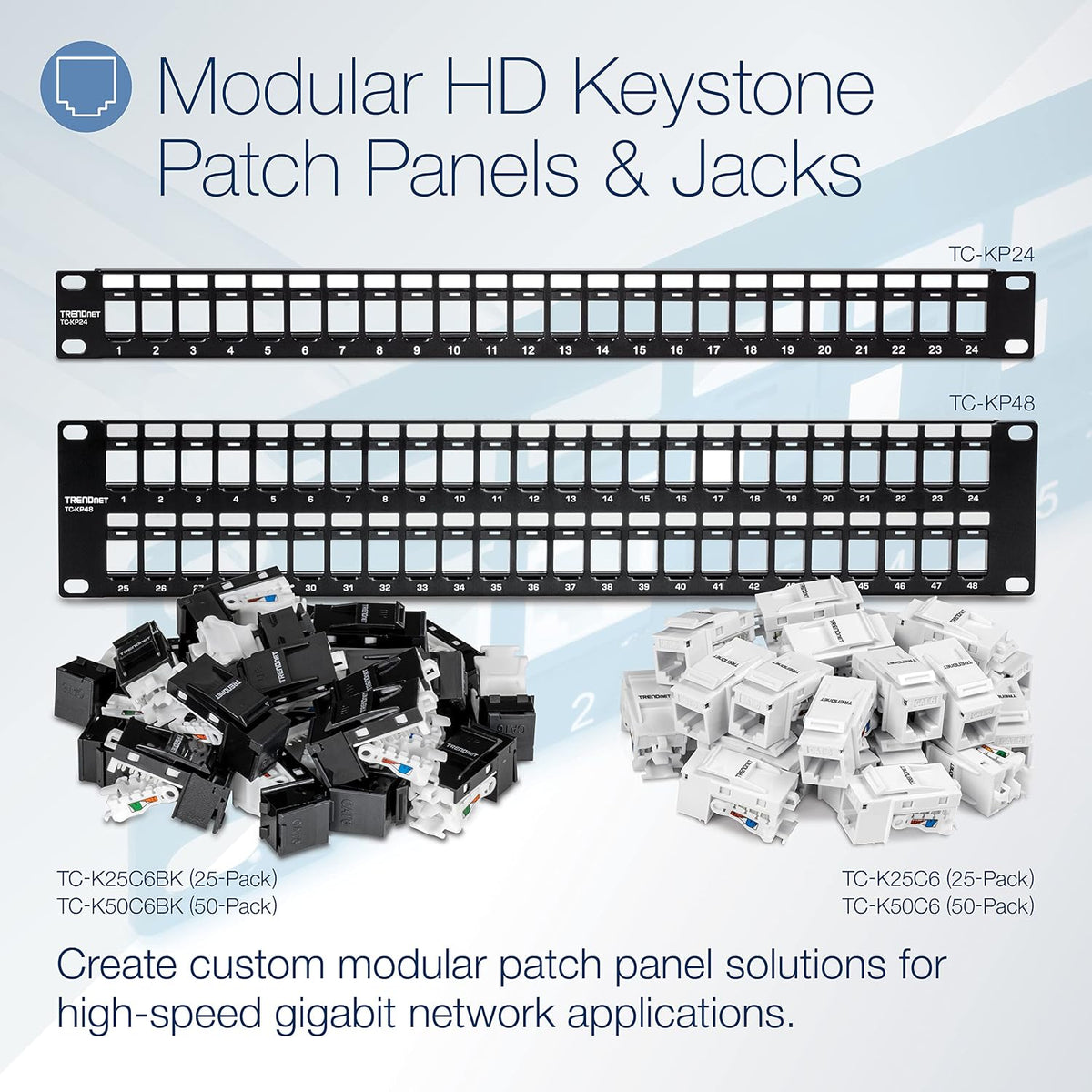 TRENDnet 48-Port Blank Keystone 2U HD Patch Panel, TC-KP48