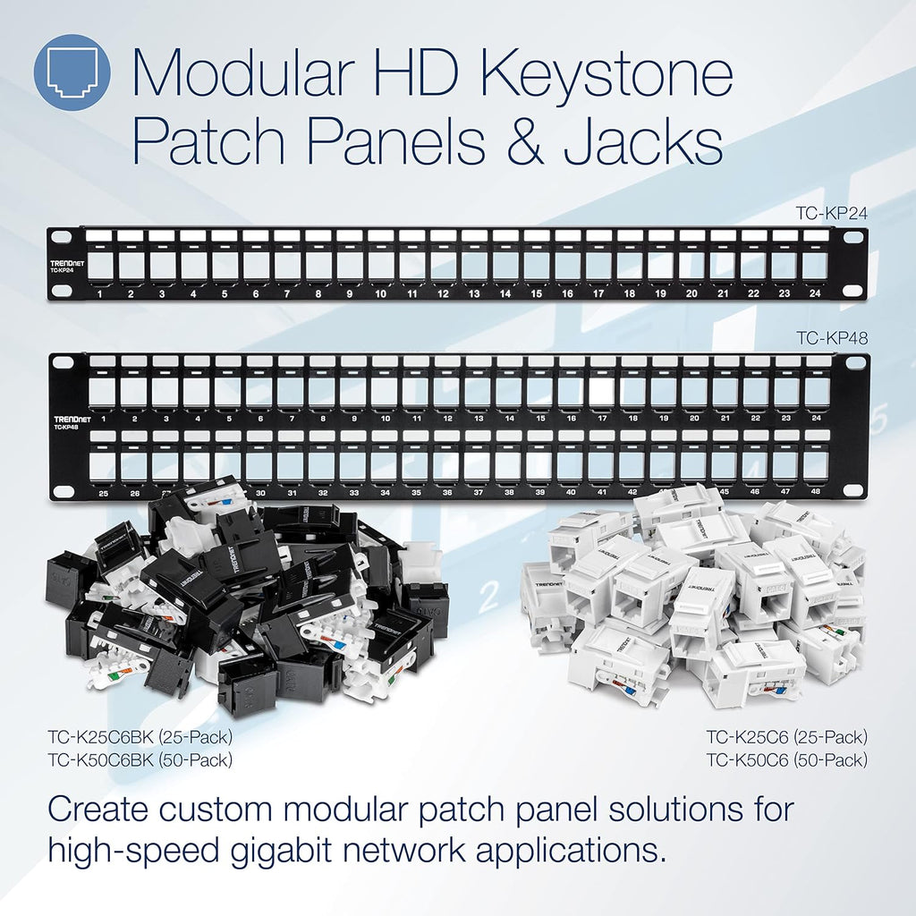 TRENDnet 24-Port Blank Keystone 1U Patch Panels, TC-KP24/2