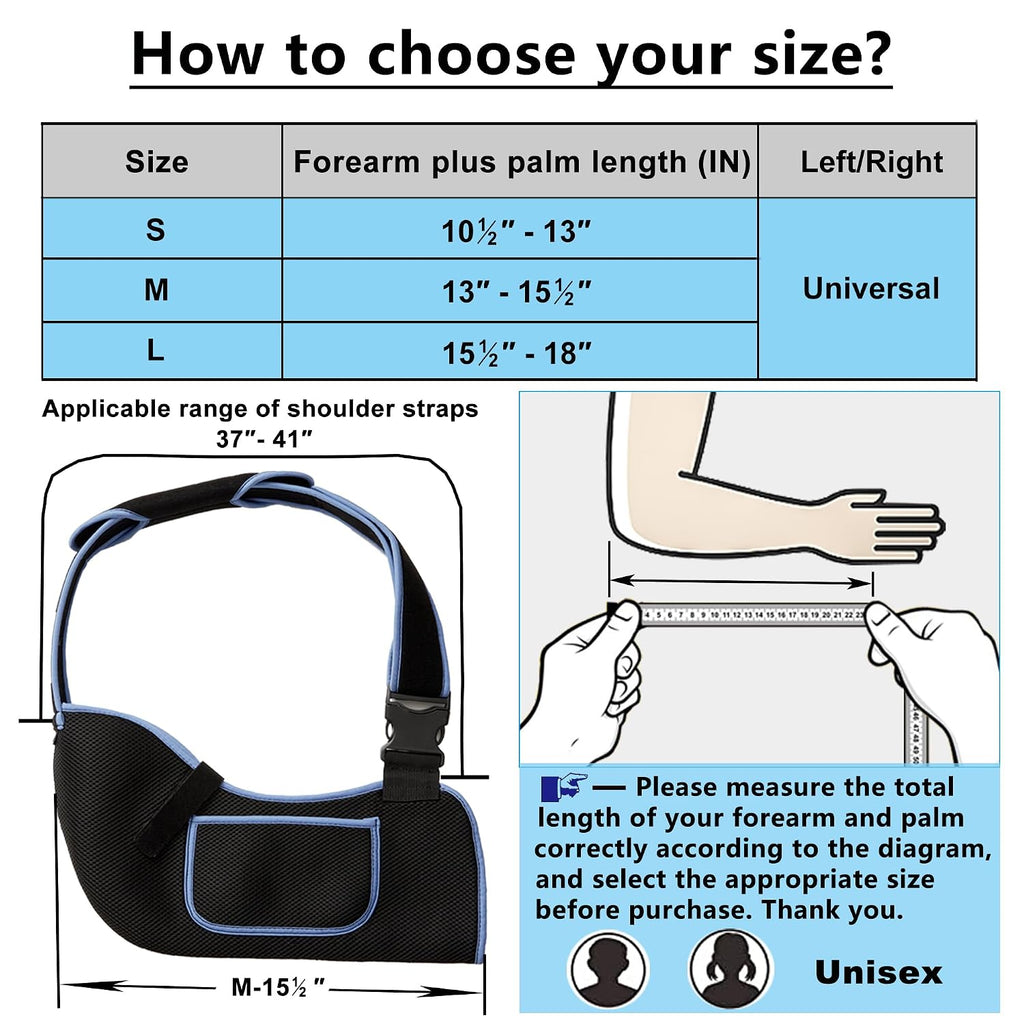 Arm Sling Shoulder Immobilizer - Rotator Cuff Support Brace - Comfortable Medical Sling for Shoulder Injury,Left and