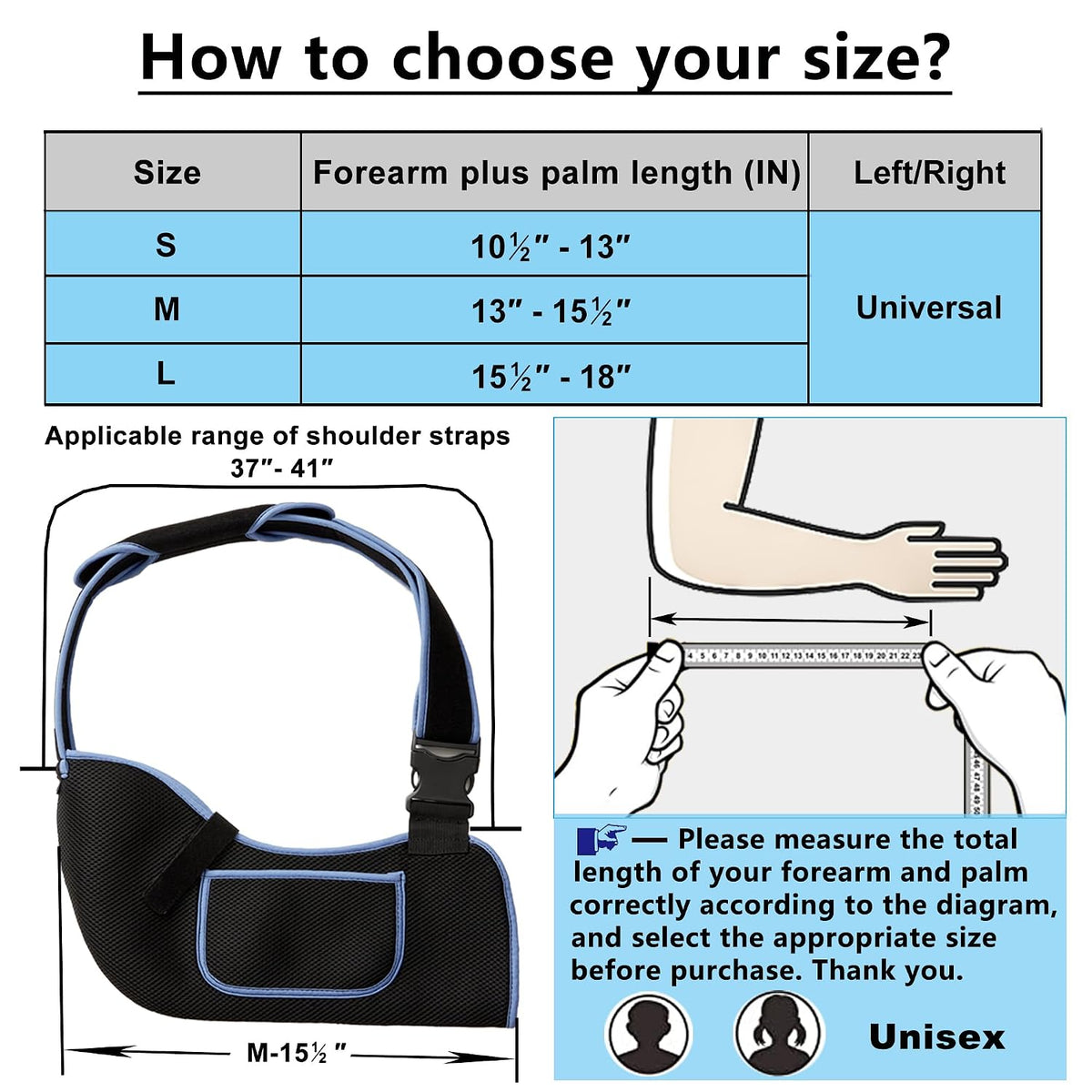 Arm Sling Shoulder Immobilizer - Rotator Cuff Support Brace - Comfortable Medical Sling for Shoulder Injury,Left and