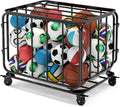 Ball Cart, Ball Storage, Basketball Cart, Volleyball, Large Metal Basket | Houseables Basketball Storage Bin, Sports