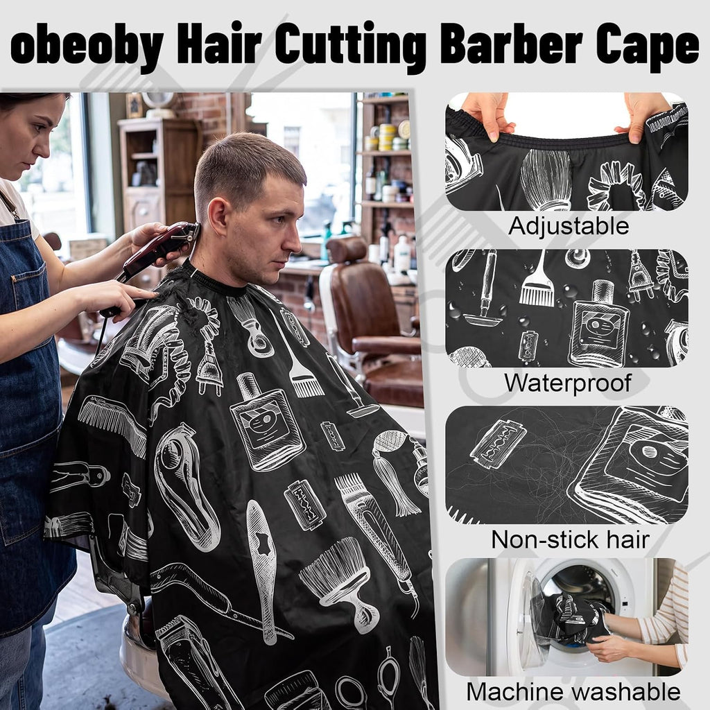 10 Pcs Barber Cape Kit with Combs, Clips, Neck Duster for Home Salon | Barber Gifts for Men,Lightweight
