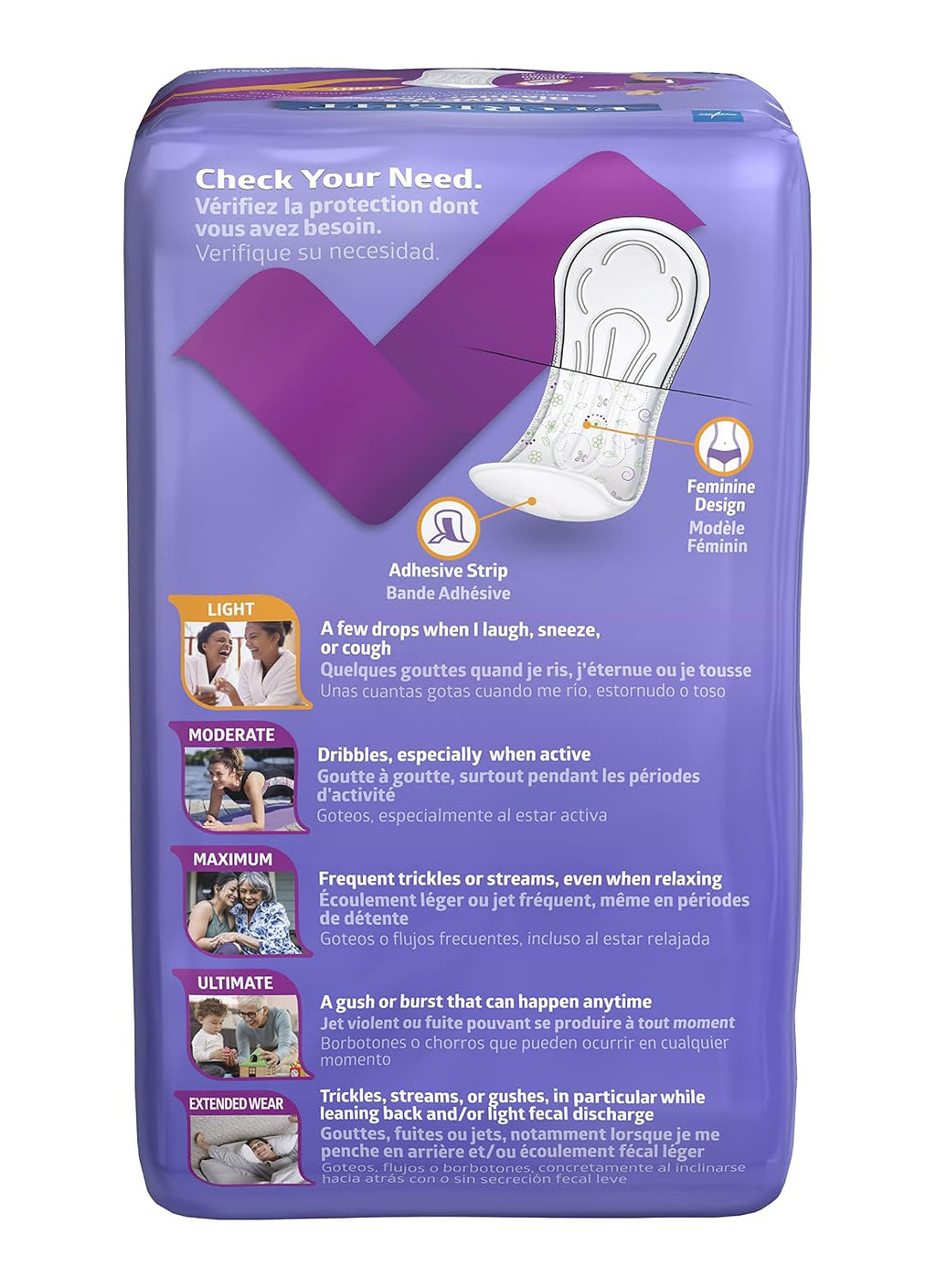 FitRight Incontinence Bladder Control Pads, Light Absorbency, 3.5" x 9", 20 Count (Pack of 12)