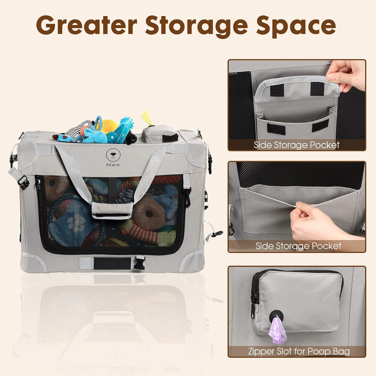 Extra Large Cat Carrier for 2 Cats, Grey, X-Large