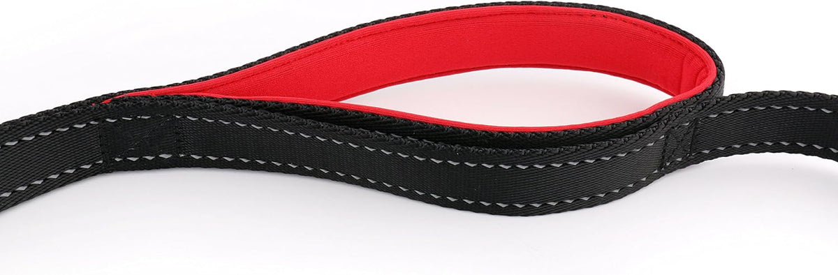 Dog Leash 8ft Long - Black - Traffic Padded Two Handle - Heavy Duty - Double Handles Lead for Control Safety Training