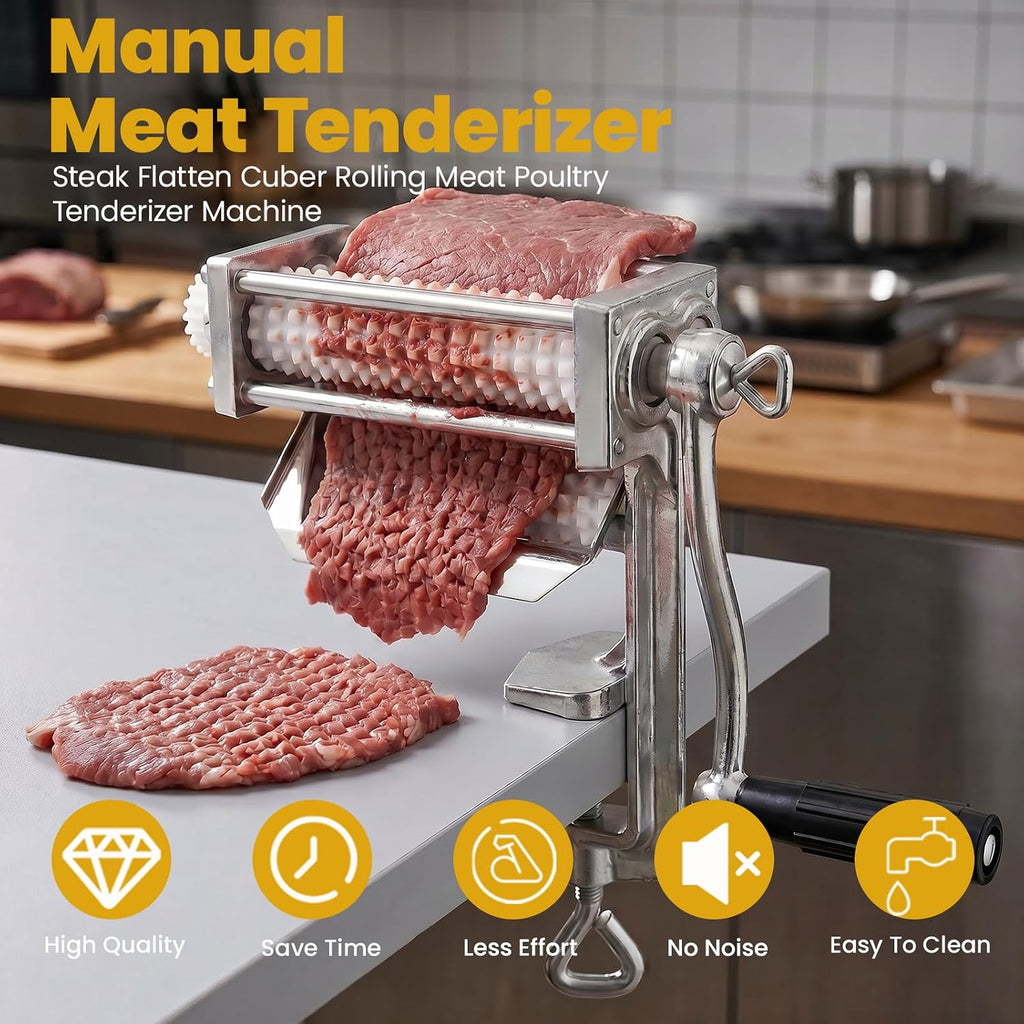 Manual Meat Tenderizer Cuber, Heavy Duty Steak Flatten with 4.75" Wide Feed