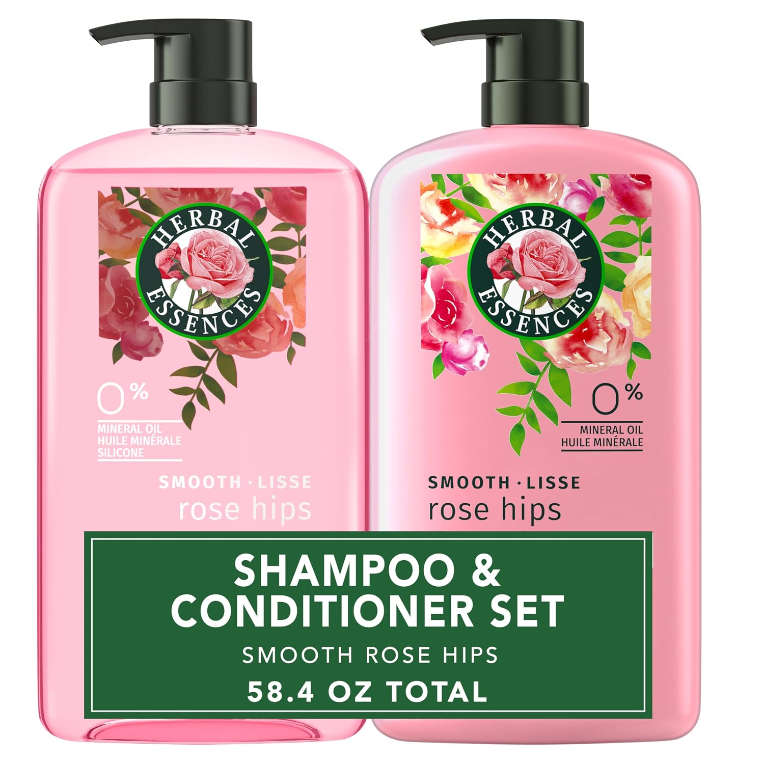 Shampoo & Conditioner Set, Rose Hips - Smooth Collection, Paraben-Free, Color-Safe, Shiny Hair with Jojoba & Vitamin