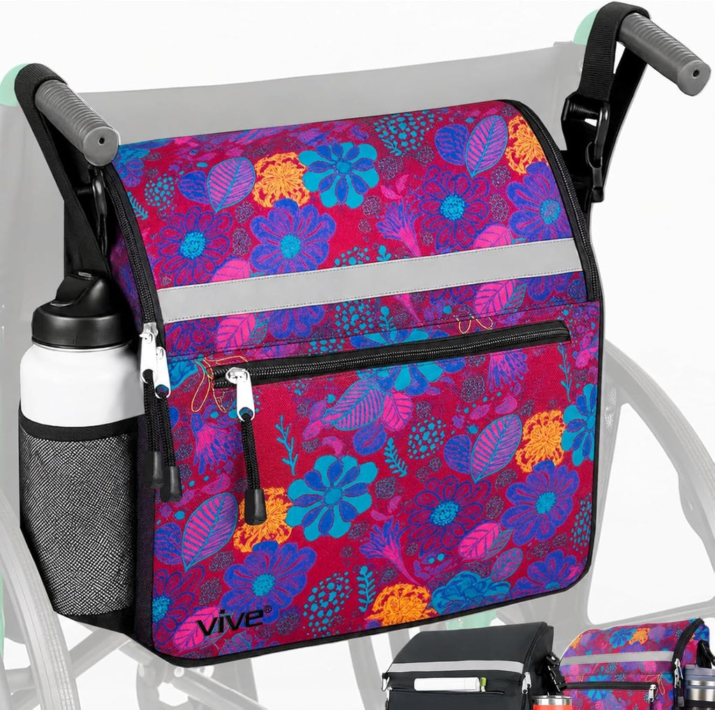 Wheelchair Bag - Premium Backpack w/Cup Holder - Wheelchair Accessories for Seniors & Adults - Adjustable