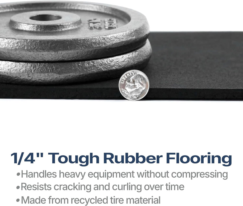 Flooring Inc's 1/4" Thick Tough Rubber Flooring Roll | Flexible Recycled Rubber Floor Mats for Home Gym | Heavy Duty