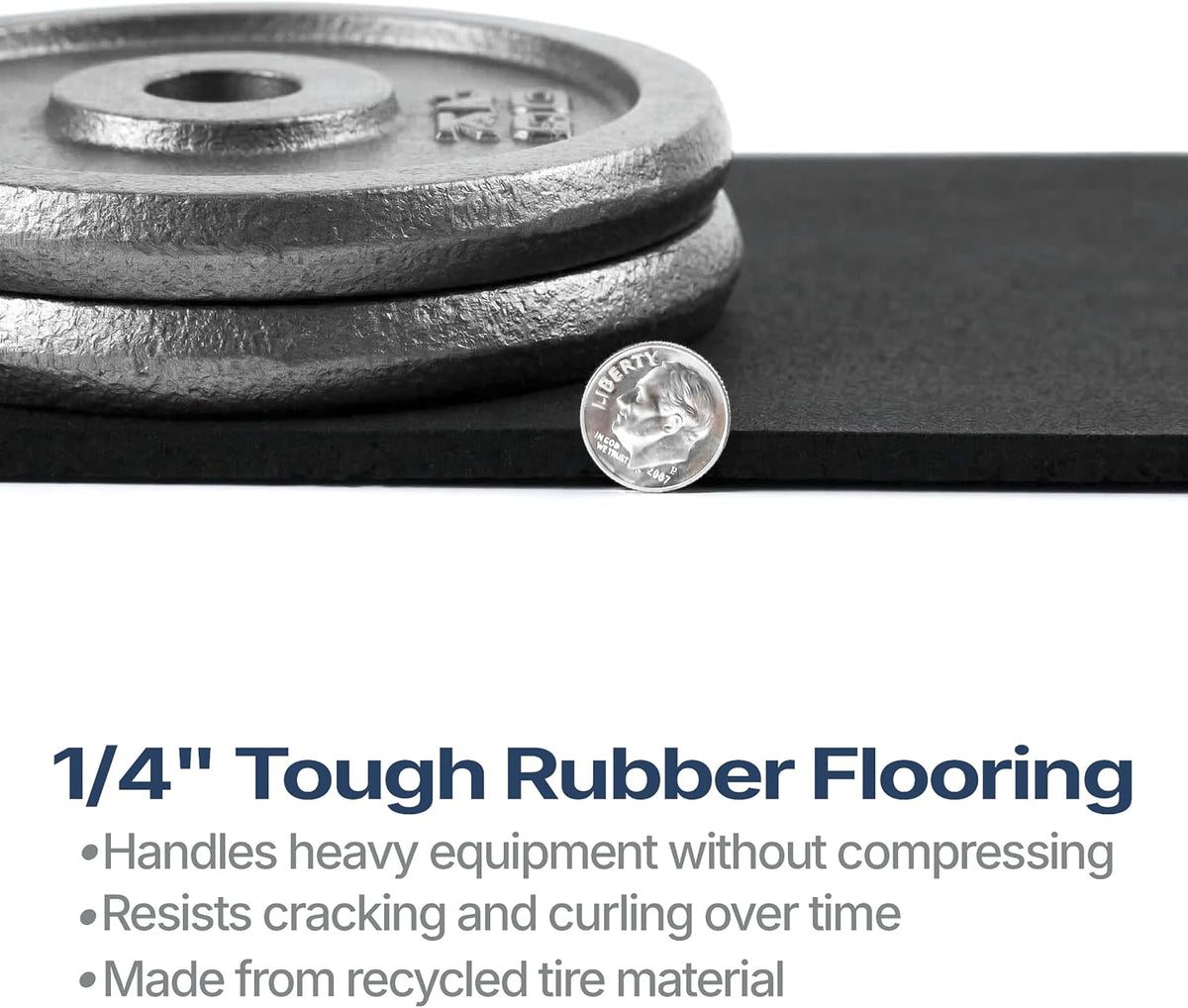 Flooring Inc's 1/4" Thick Tough Rubber Flooring Roll | Flexible Recycled Rubber Floor Mats for Home Gym | Heavy Duty