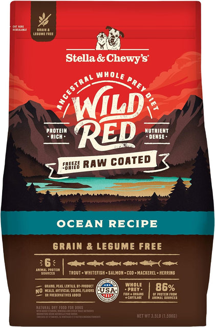 Wild Red Dry Dog Food Raw Coated High Protein Grain & Legume Free Ocean Recipe, 3.5 lb. Bag