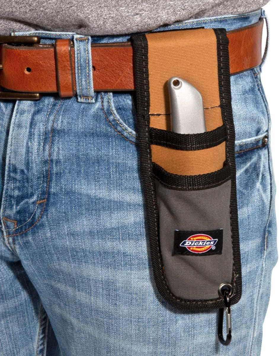Utility Knife Sheath for Belt, Durable Canvas with PVC Cut-Resistant Sheath Lining, 2-inch Belt Loop, Tan/Grey