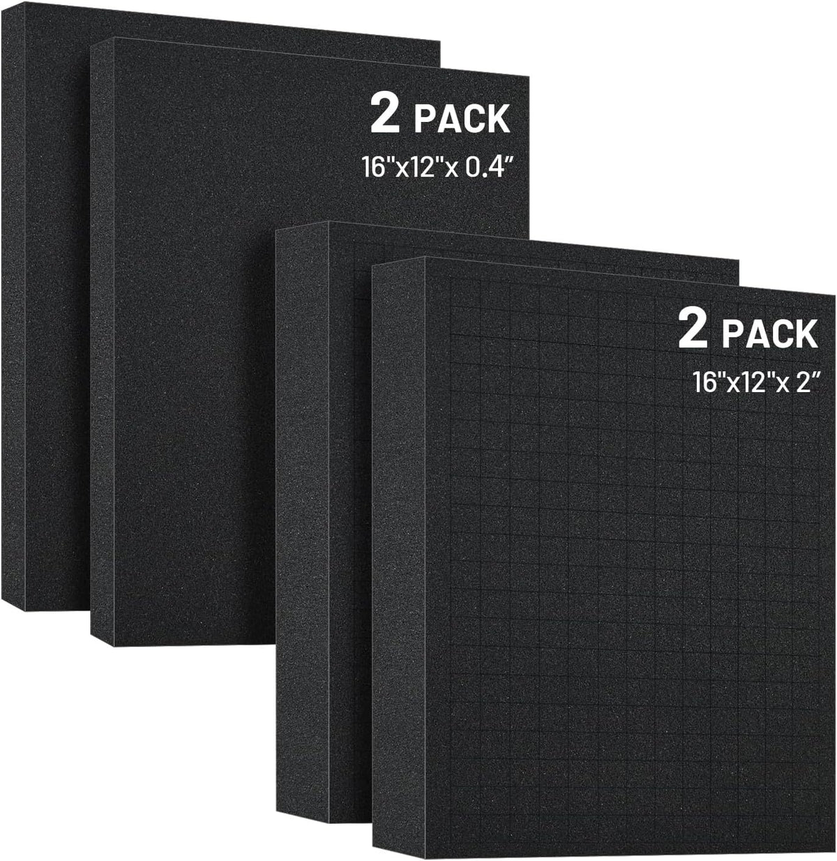 Dual-Thickness Case Foam Insert Kit 4PCS (2PCS 16x12x2" + 2PCS 16x12x0.4") - Pick and Pluck Protective Layer for Tool