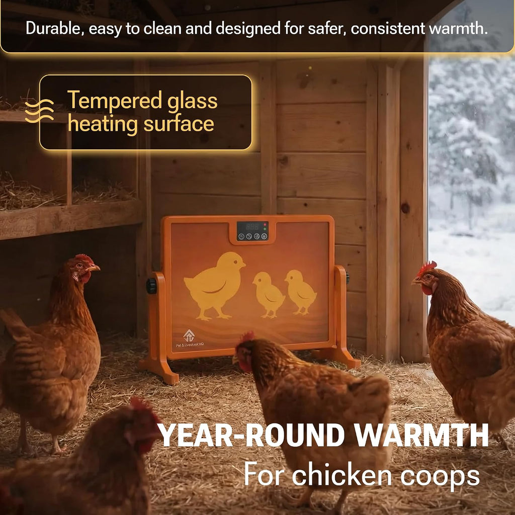 Chicken Coop Heater with New Technology Far-Infrared Heating - Adjustable Radiant Panel for Chicks, Fire-Safe Coop