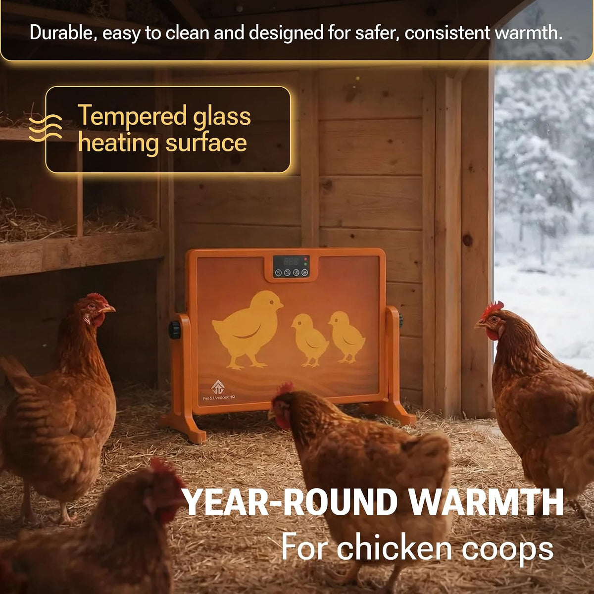 Chicken Coop Heater with New Technology Far-Infrared Heating - Adjustable Radiant Panel for Chicks, Fire-Safe Coop