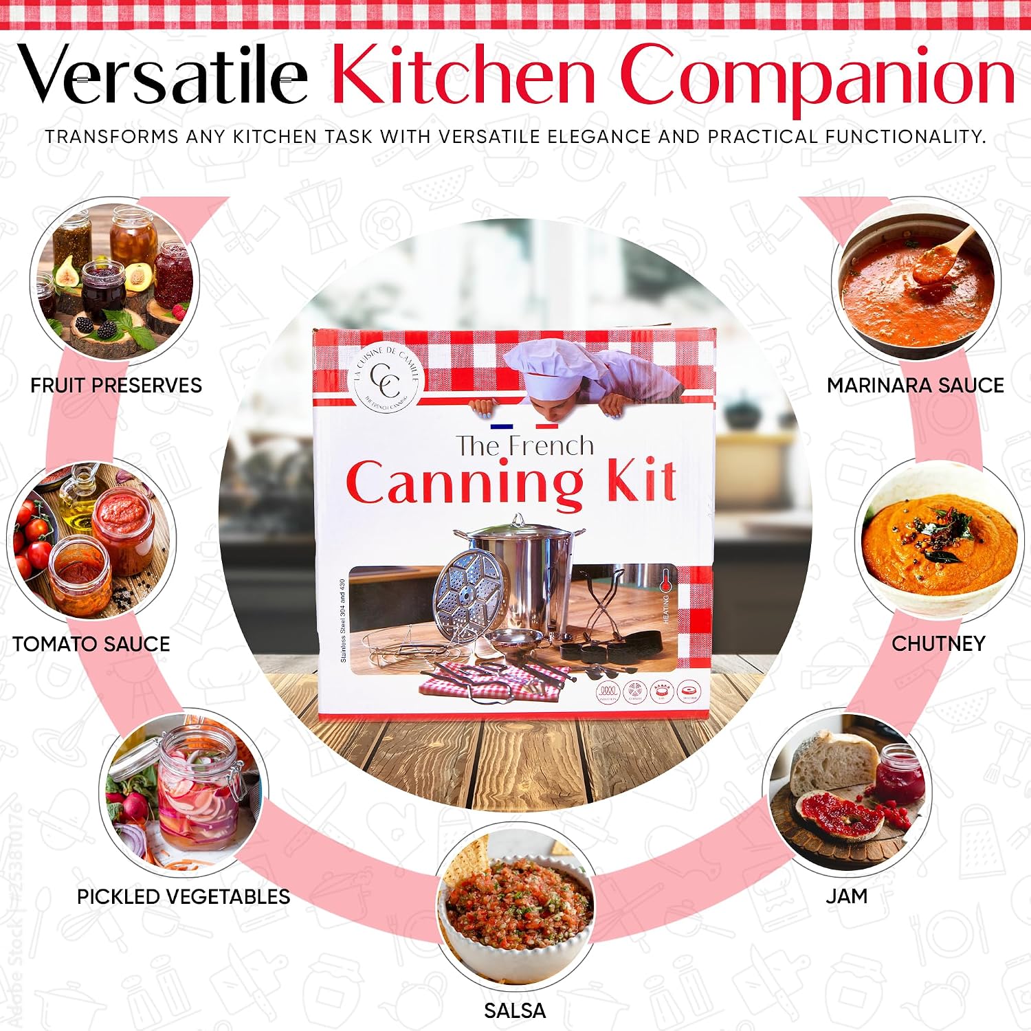 Canning pot with rack and lid - Water bath canner for canning - Complete premium canning kit with large Pot 21.5 Qt