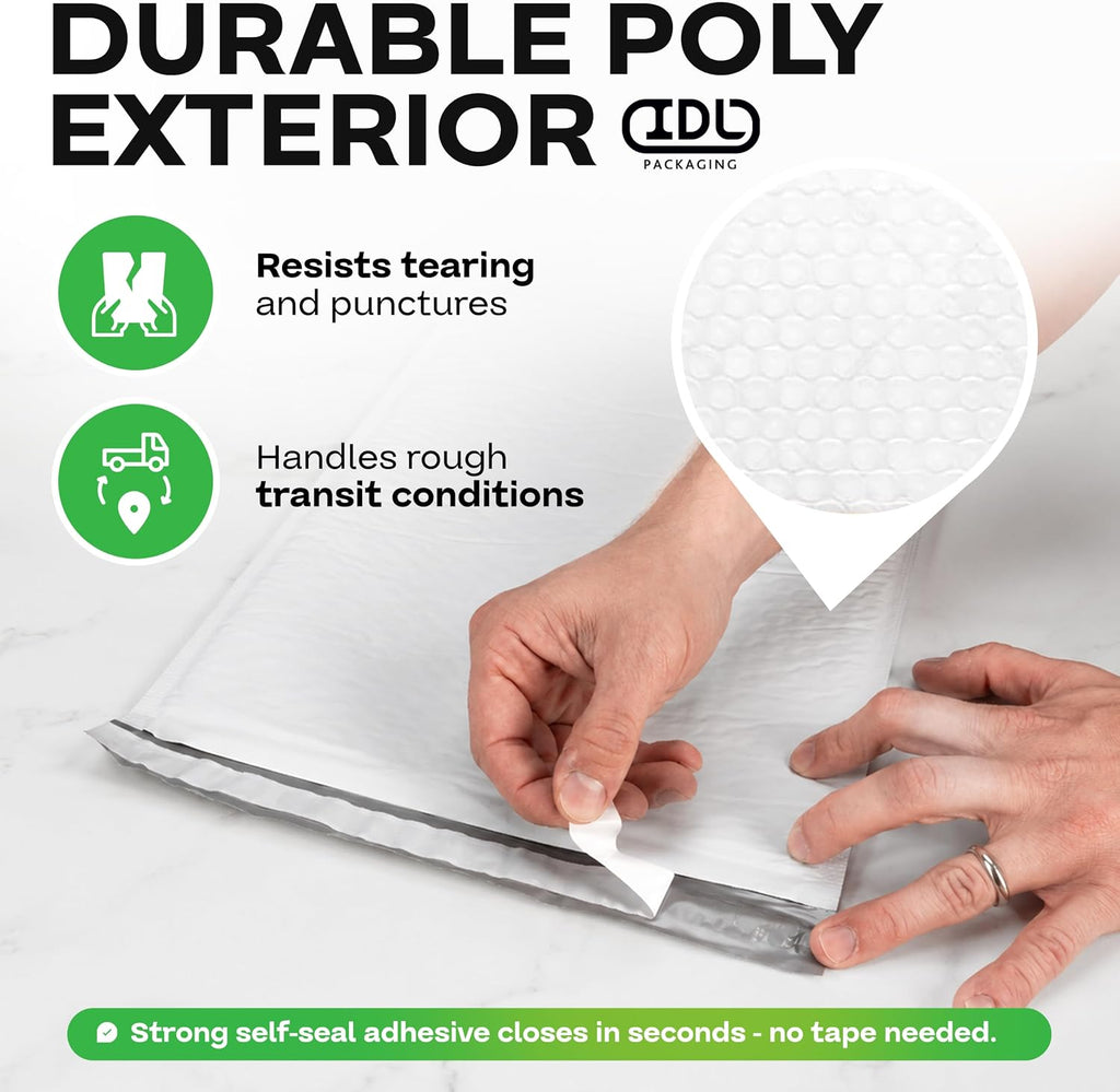 Poly Bubble Mailers 14.25" x 20", Pack of 10 USA-Made Padded Envelopes