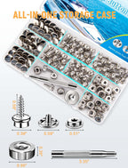 150PCS Canvas Snap Button Kit, 3/8" Socket, 304 Stainless Steel