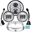 7 inch Motorcycle LED Headlight 4.5" Fog Passing Lights DOT Kit Compatible with Harley Davidson Fat Boy Street Glide