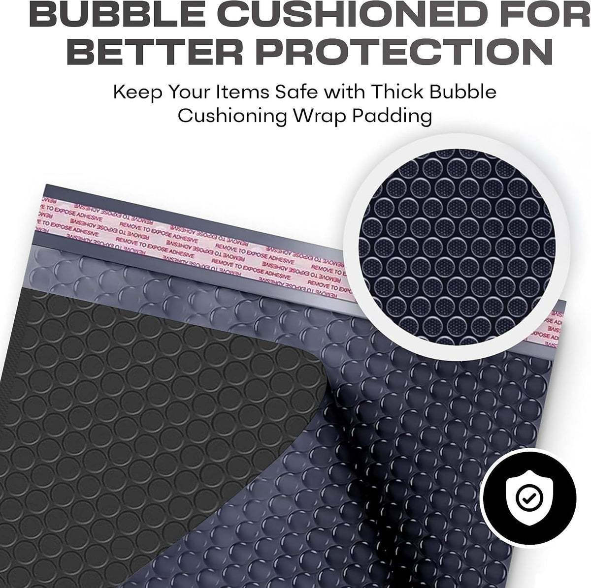 Jet Black Bubble Mailers 12.5x19, Poly Padded Envelopes #6, 20 Pack