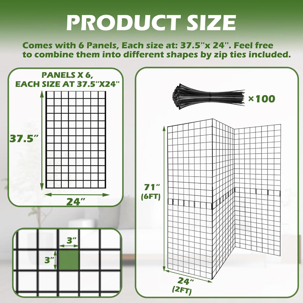 Grid Wall Panels 3 Pcs, Commercial Grade Gridwall Panels, Metal Grid Wall Panel Display Stand, You Can DIY 6 Pack