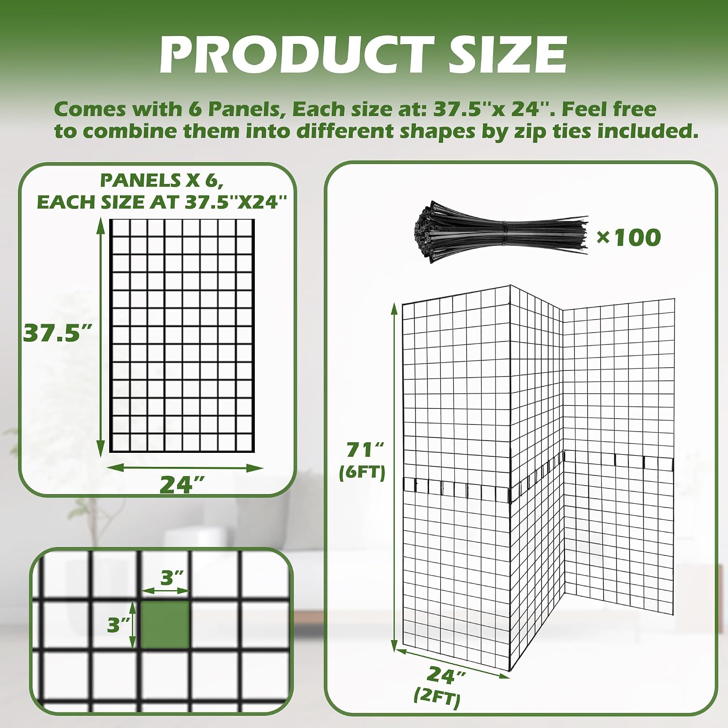Grid Wall Panels 3 Pcs, Commercial Grade Gridwall Panels, Metal Grid Wall Panel Display Stand, You Can DIY 6 Pack